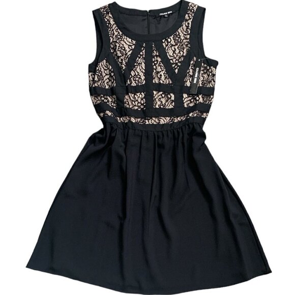 NWT Gianni Bini Averia Dress Lace Lined Bodice Sz 6 Black #132E - Picture 2 of 9